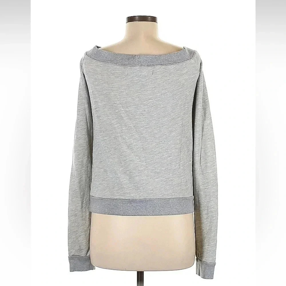 Lovers + Friends Grey Lace Up Cotton Sweatshirt Top Size M Medium - Picture 2 of 2